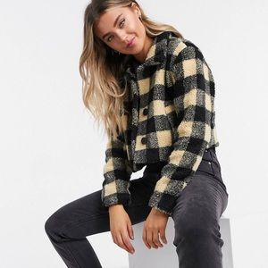 ASOS Wednesday's Girl trucker jacket in teddy check